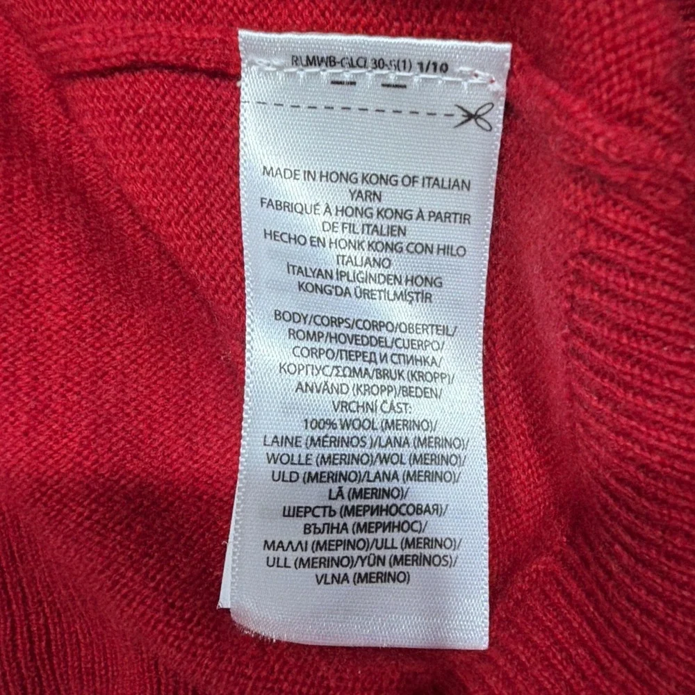 Polo Ralph Lauren Men's LARGE 100% Merino‎ Wool Red Quarter 1/4 Zip Knit Sweater
